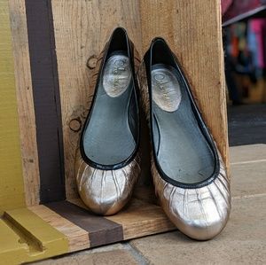 Cole Haan Gold Rutched Flats